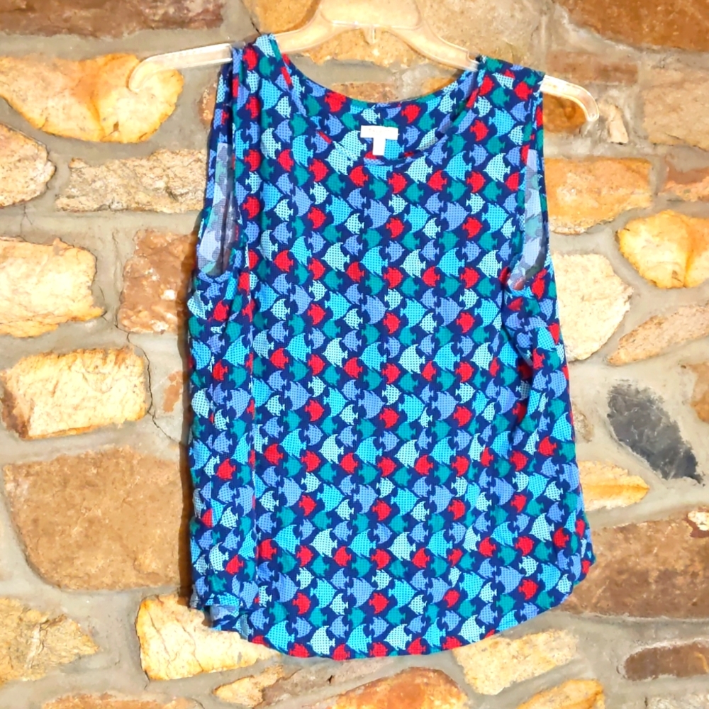 Talbots fish polka dot tank top
